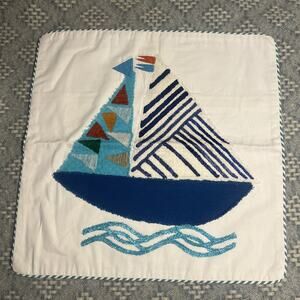 Annie Selke Smooth Sailing Applique Decorative Pillow Cover in Turquoise Blue